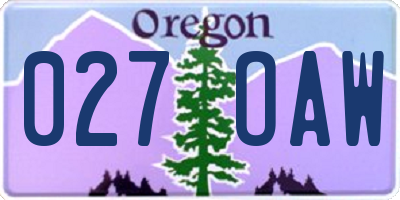 OR license plate 027OAW