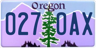 OR license plate 027OAX