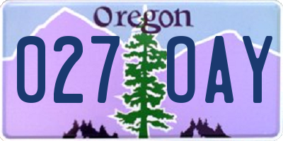 OR license plate 027OAY