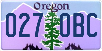 OR license plate 027OBC