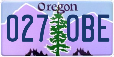 OR license plate 027OBE