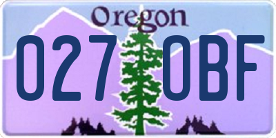 OR license plate 027OBF