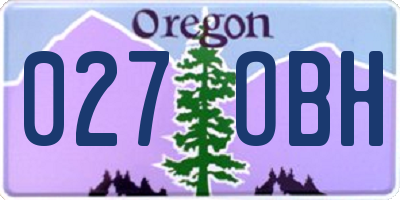 OR license plate 027OBH