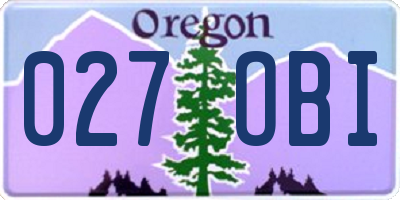 OR license plate 027OBI