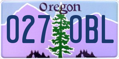 OR license plate 027OBL