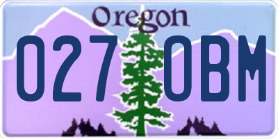 OR license plate 027OBM