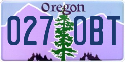 OR license plate 027OBT