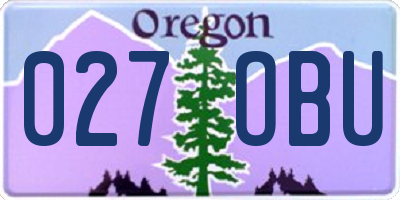 OR license plate 027OBU