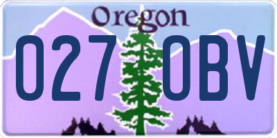 OR license plate 027OBV