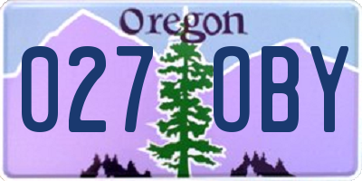 OR license plate 027OBY