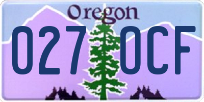 OR license plate 027OCF