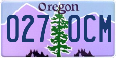 OR license plate 027OCM