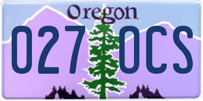 OR license plate 027OCS