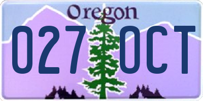 OR license plate 027OCT