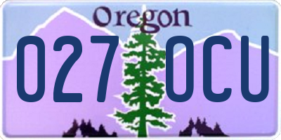 OR license plate 027OCU