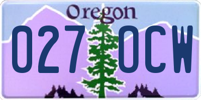 OR license plate 027OCW