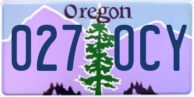 OR license plate 027OCY