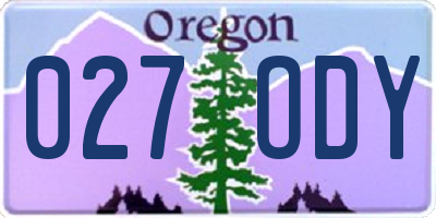 OR license plate 027ODY