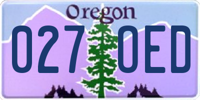 OR license plate 027OED