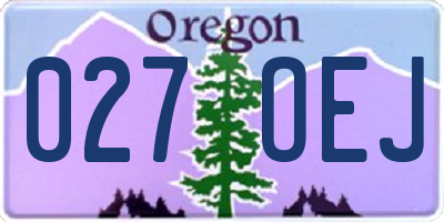 OR license plate 027OEJ
