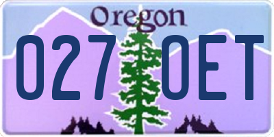 OR license plate 027OET