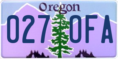 OR license plate 027OFA