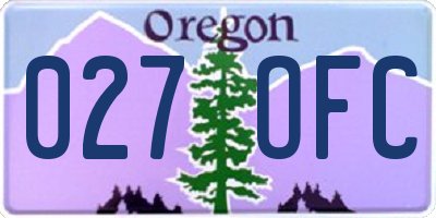 OR license plate 027OFC