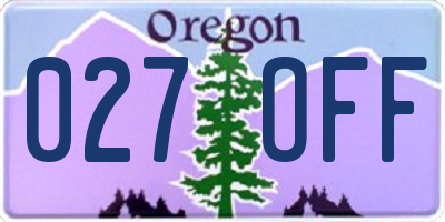 OR license plate 027OFF