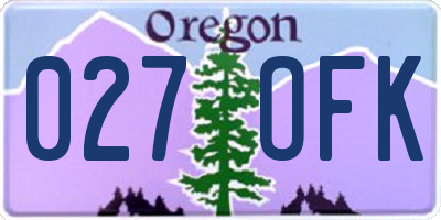 OR license plate 027OFK
