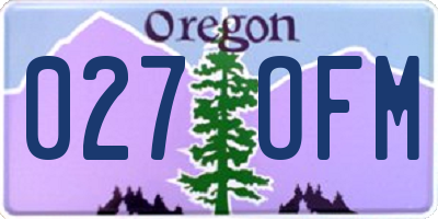 OR license plate 027OFM