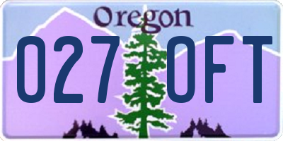 OR license plate 027OFT