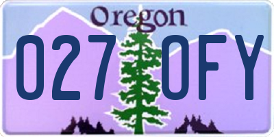 OR license plate 027OFY