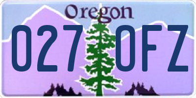 OR license plate 027OFZ
