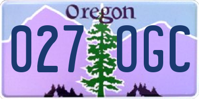 OR license plate 027OGC