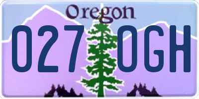 OR license plate 027OGH