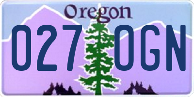 OR license plate 027OGN