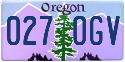 OR license plate 027OGV