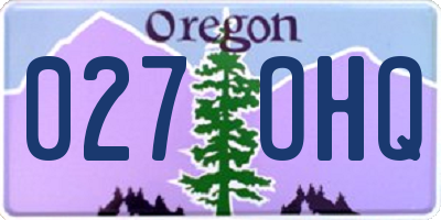 OR license plate 027OHQ