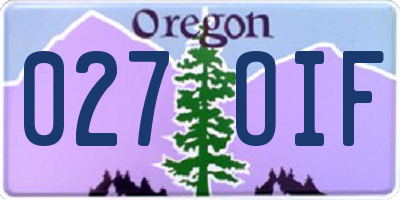 OR license plate 027OIF