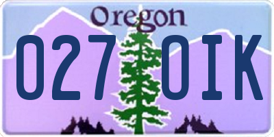 OR license plate 027OIK