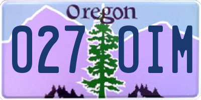 OR license plate 027OIM