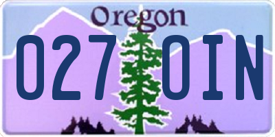 OR license plate 027OIN