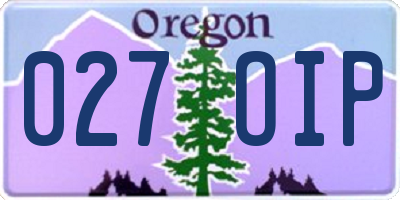 OR license plate 027OIP