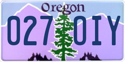 OR license plate 027OIY