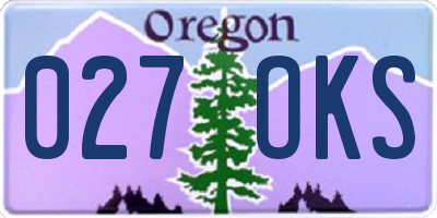 OR license plate 027OKS