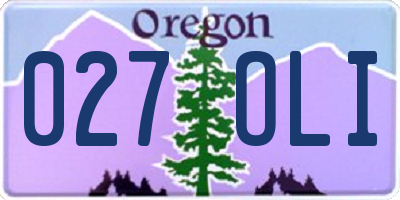 OR license plate 027OLI