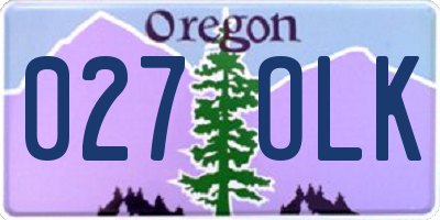 OR license plate 027OLK