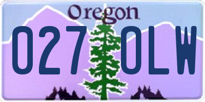 OR license plate 027OLW