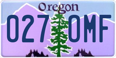 OR license plate 027OMF