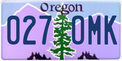 OR license plate 027OMK